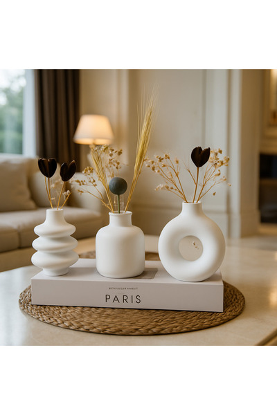 Zigzag Home Decorative Bohemian Style Mini Size 3 Piece Vase Set Minimall Flower Vase Figurine Vase Small Size