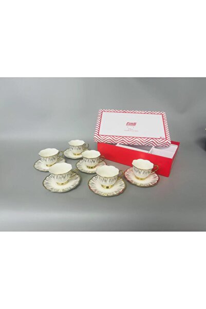 FMS Premium 6-Person Coffee Cup Set 1213 – Porcelain Gold Gilded