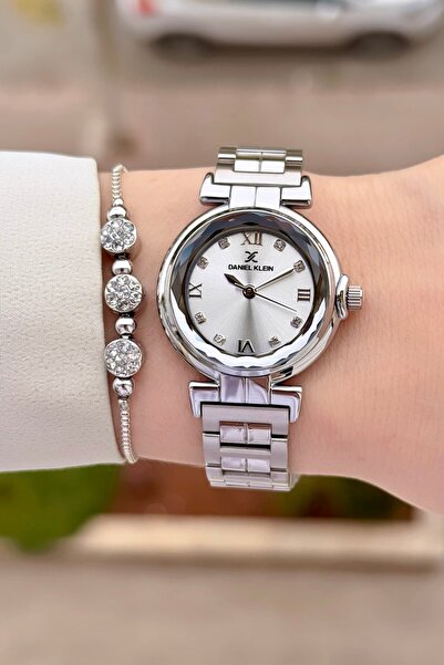 Daniel Klein Silver Renk 24 Ay Garantili 30 Mm Kristal Cam Kadın Kol Saati ve...
