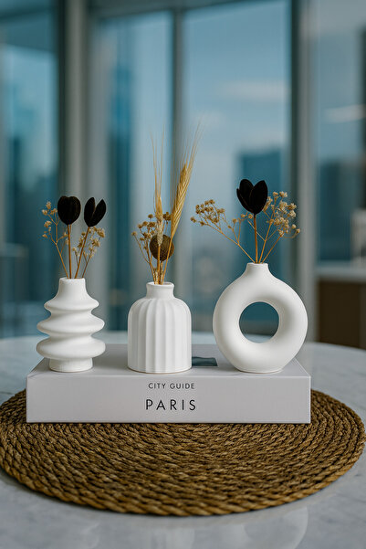 Zigzag Home Decorative Bohemian Style Mini Size 3 Piece Vase Set Minimall Flower Vase Figurine Vase Small Size