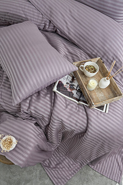 BESTİNA GOLD Saten Çift Kişilik Nevresim Takımı-mürdüm