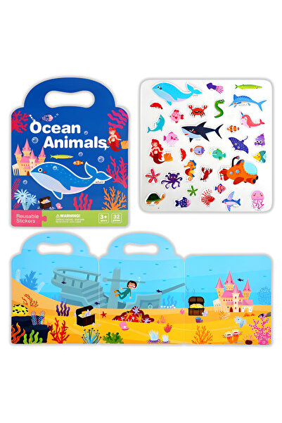 LUVLU Busy Book sensory book with reusable stickers, Montessori educational toy for children 3+