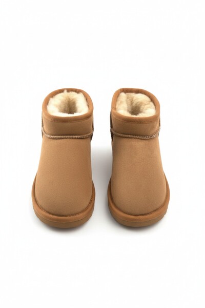 Morlex Taba Süet Kız Çocuk Bot Kalın Tabanlı Kışlık Yünlü Mini Bot