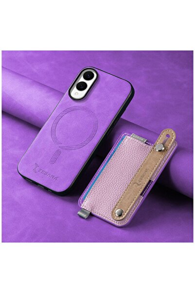 Zebana Samsung Galaxy S25 Edge Uyumlu Kılıf M-safe 2in1 Kartlıklı Best Deri K...
