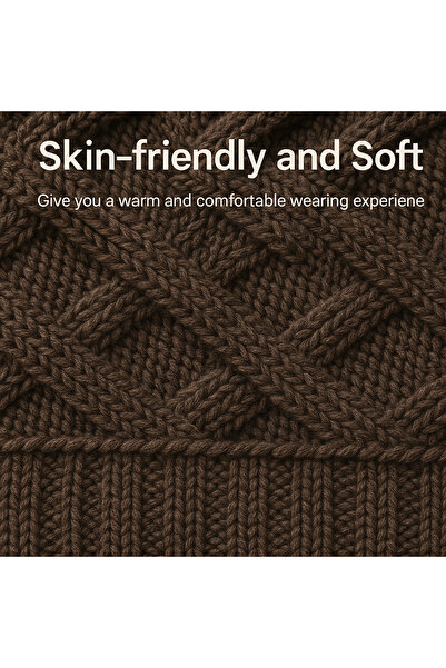 SARAOONT 2-Piece Brown Winter Thick Hat Beanie scarf set