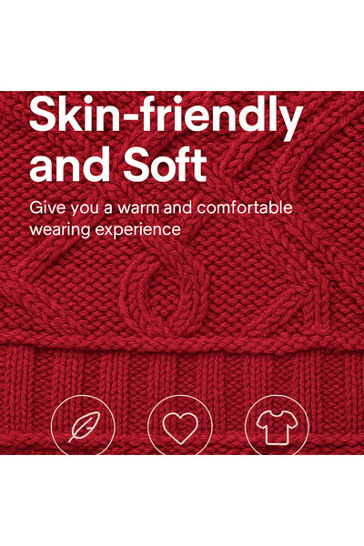 SARAOONT 2-Piece Burgundy Winter Thick Hat Beanie Scarf Set