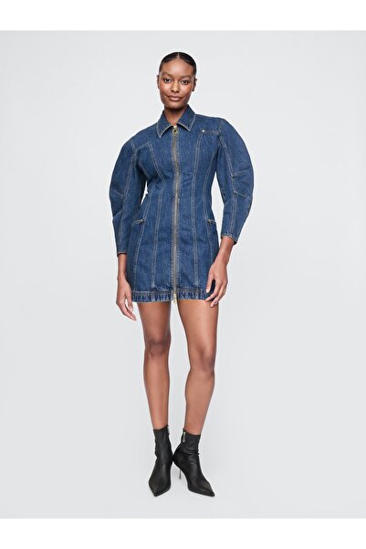 GAP Kadın Mavi Gap × Cult Gaia Barrel Denim Mini Elbise