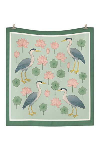 AGAPI Scarf Bird and Flower Patterned Bandana Scarf