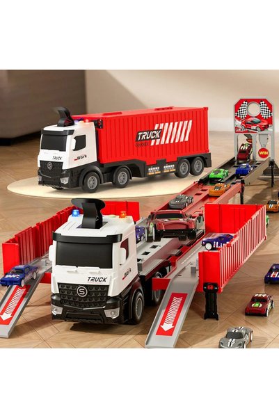 F.A.M.S Transforming Truck with Race Track & Cars | 2-in-1 Storage Container Truck Toy