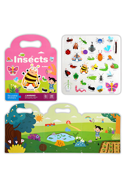 LUVLU Busy Book sensory book with reusable stickers, Montessori educational toy for children 3+