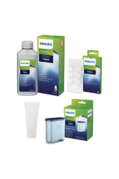 Philips Ca6700/10 Espresso Makinesi Kireç T.Solüsyonu, Yağ Çözücü Tablet, 5gr Gres Yağ, Aquaclean 4'lü Set