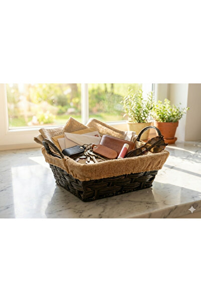 BACK SINE Wicker Basket Decorative Organizer with Handles Made of Jute Fabric...