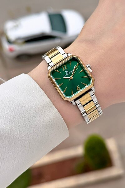 Daniel Klein Kadranı Yeşil Gold Gümüş Renk 26 mm Kadın Kol Saati ve Bileklik