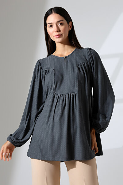 Şiir Lowa Γυναικεία T Roba Drop γιακάς χτενισμένη βαμβακερή ζακάρ μακρυμάνικη μπλούζα & μπλούζα χιτζάμπ