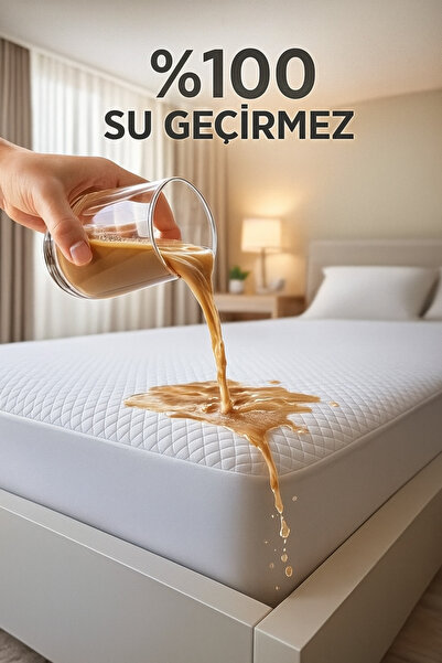 BİVA Yumuşak Kapitoneli Bambu Pamuk Lüks Yatak Koruyucu Sıvı Geçirmez battal ...