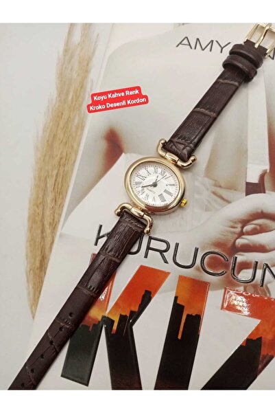 Ricardo Clair Özel Seri Kadın Kol Saati Model Acı Kahve Kroko Desenli Kordon ...