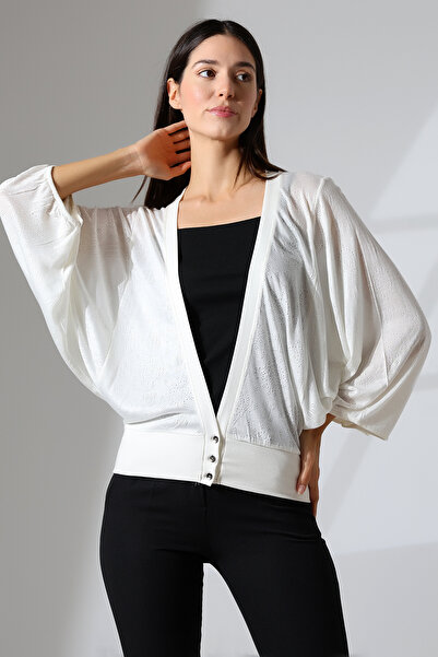 Şiir Janerio Cardigan pentru femei tricotaj cu aspect dantelat cu croială con...