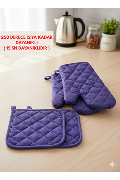 ROZET TEKSTİL Yanmaz,ısıya Dayanıklı Isı Geçirmeyen Mutfak Fırın Tencere Eldi...