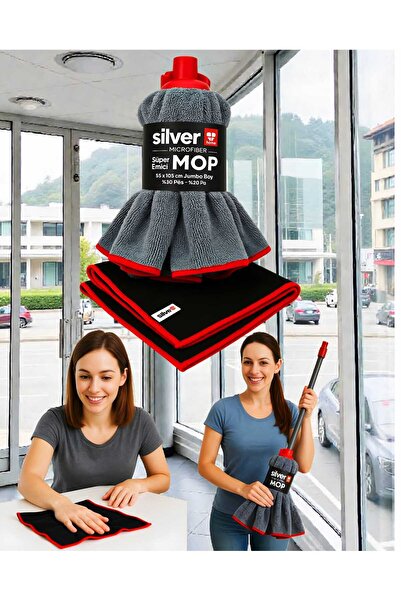 SİLVER HOME İkili Temizlik Seti, Mikrofiber Shadow Temizlik Bezi Ve Süper Emi...