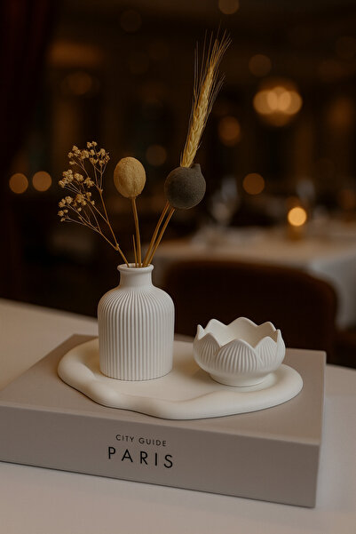 Zigzag Home Decorative 3 Piece Vase Candle Holder Set Cloud Plate Pampas Vase Lotus Candle Holder Set Set Bohemian Style