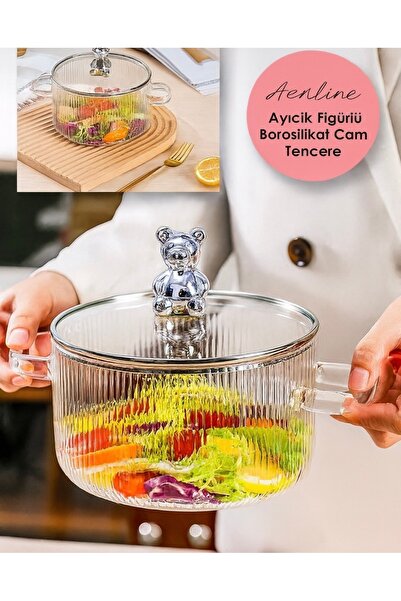 AENLINE HOME وعاء زجاجي من البوروسيليكات عالي المقاومة للحرارة مع غطاء على شك...