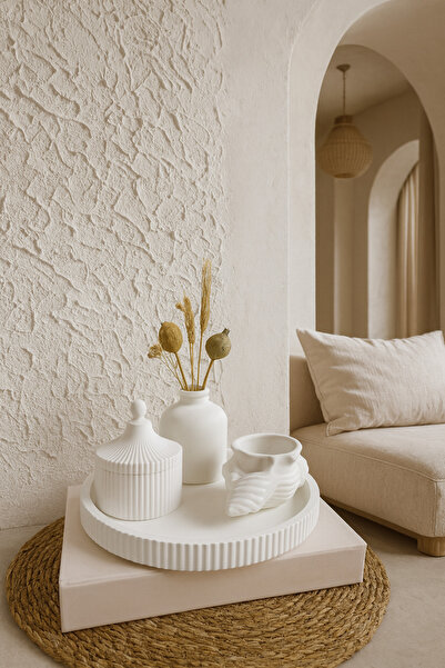 Zigzag Home Decorative 4-Piece Striped Tray Vase Candle Holder Box Set with Lid Bohemian Style Flower Vase