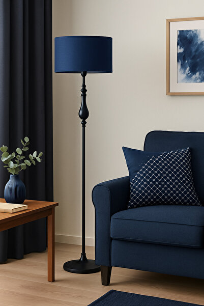 Lampada Roma Black Metal Lambader - Lacivert