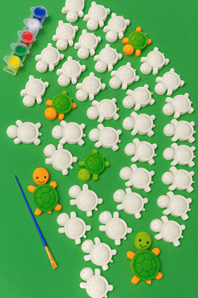 Misse 40 Adet (3D) Kaplumbağa Taş Boyama Figür Çocuk Gelişimi Boyama Etkinlik Seti Zoo Stone Painting