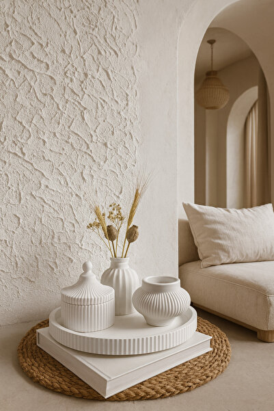 Zigzag Home Decorative 4-Piece Striped Tray Vase Candle Holder Box Set with Lid Bohemian Style Flower Vase