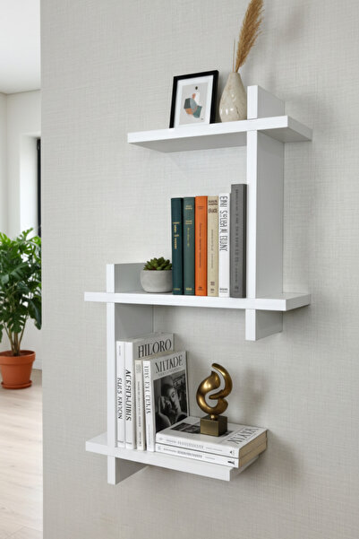 Milonsa Duvar Rafı Kitaplık Duvara Monte Kitap Rafı Modern Dekoratif Pratik Ş...