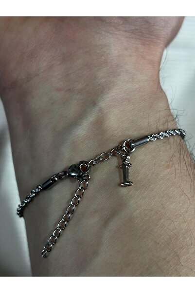 bijoux uniques Steel Unisex Auger Letter I Bracelet