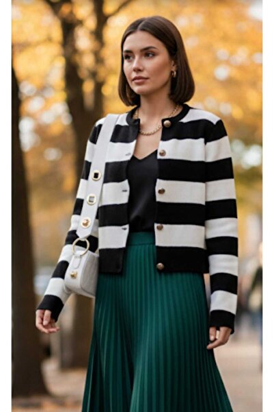 blackbonds Tricotaj Cardigan scurt cu dungi