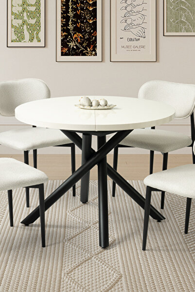 Liya Helezon Açılır Kapanır Masa Açılır Yemek Masası 4-6 Kişilik Bohem Salon Yuvarlak Oval Mutfak 140x100