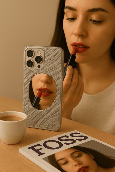 OSG iPhone 16 Pro Max Compatible Real Makeup Mirror Camera Protected Premium 3D Pattern Phone Case