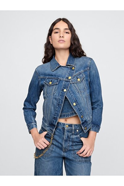 GAP Kadın Mavi Gap × Cult Gaia Asimetrik Denim Ceket