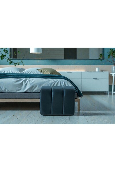 Framgan Yarmalı Puff - Makyaj Masası Pufu - Ayak Uzatma Pufu