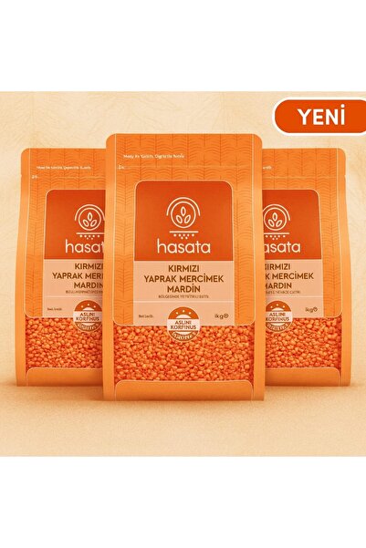 Hasata Kırmızı Yaprak Mercimek Mardin 1 kg x 3 paket