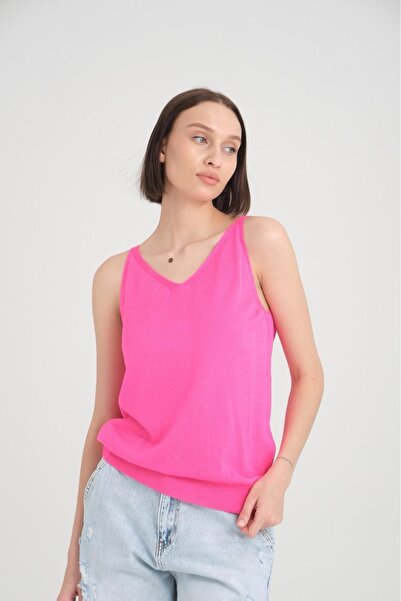 sumoda Tricou confortabil pentru femei - decolteu în V în față și în spate cu bretele mercerizate