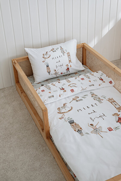 NOU Merry and Bright Yeni Yıl Çarşaflı Montessori Nevresim Takımı (100x200 - ...