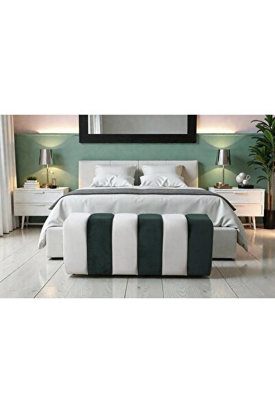Framgan Premium Büyük Yarmalı Yatak Ucu Bench & Makyaj Masası Pufu – Modern, ...