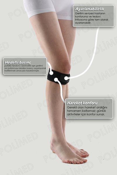 POLİMED Patella Tendon Band Knee Protection Sports Support Band Right&Left Compatible 48cm