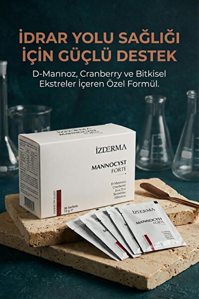 izderma Mannocyst Forte D-mannoz, Cranberry, Berberin, Java Çayı ve Hibiskus İçeren Takviye Edici Gıda