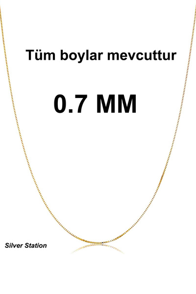 Silver Station İtalyan Altın Renk Gümüş İnce Zincir Kolye 40-45-50-55-60-75 cm