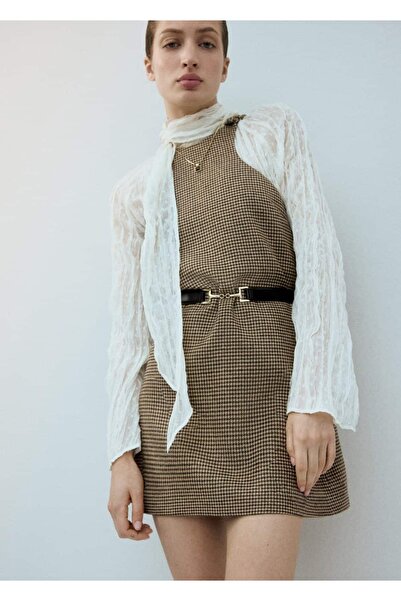 MANGO Woman Yün karışımlı kazayağı desenli elbise