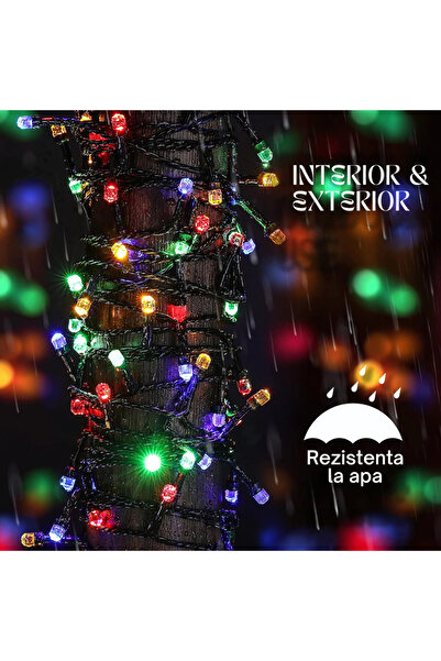 GARDEON Instalație Crăciun 100m, LED, Multicolor, Fir Negru, 8 Jocuri, IP44