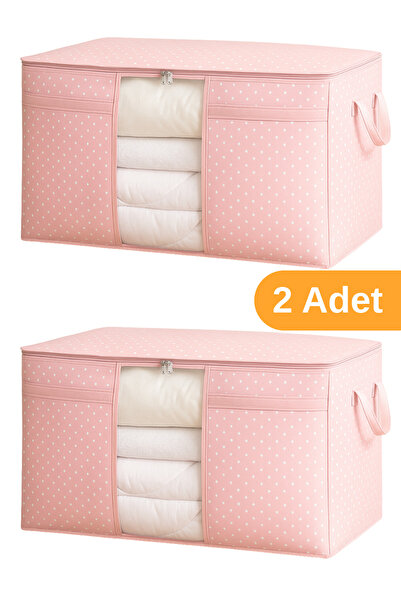 Serstil 2 Adet - Pencereli Yastık Yorgan Hurcu 75 X 40 X 40 Cm - Pembe Benekli