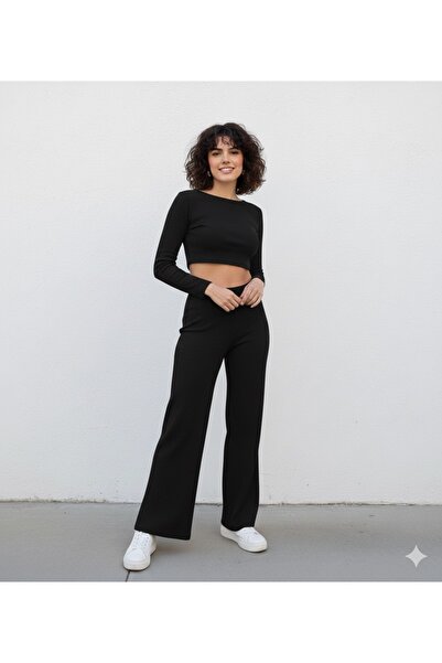 MyBahadır Butık Set de top și pantaloni scurți Himenisa, negru, din Lycra, cu...