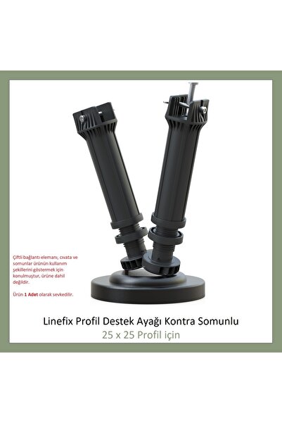 Adilon Picior de susținere a profilului Linefix cu piuliță contrarotativă (PENTRU PROFIL 25X25) M6