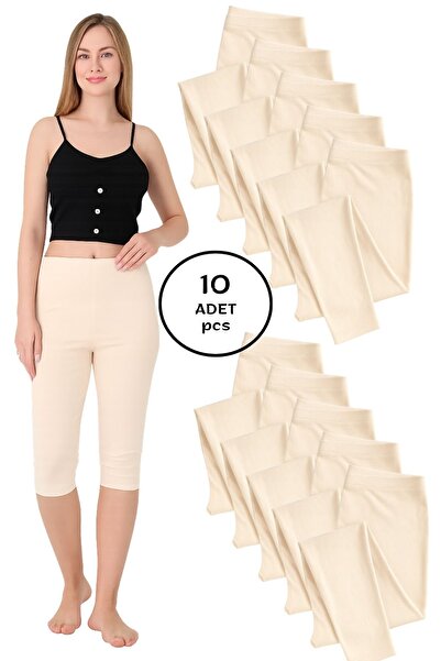 Altınay Women's Ten Capri Leggings (10 Pieces) – 90% Cotton