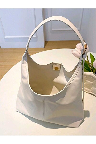 HAPBUY Γυναικεία τσάντα ώμου LUNA Κρεμ Μαλακή εσωτερική και εξωτερική υφή Ποιοτική κατασκευή